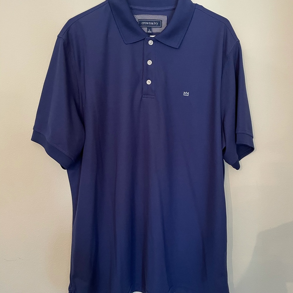 Crown & Ivy, Men’s Polo, Blue, Size L, Golf Shirt